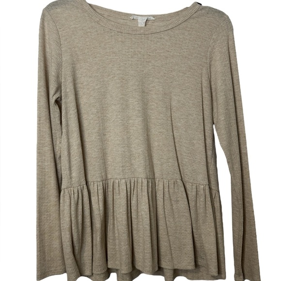 Women's Beige Peplum Top - Picture 1 of 4